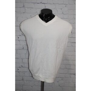 Callaway Golf Sport Men XL White V-Neck Sleeveless Sweater Vest Cotton Knit